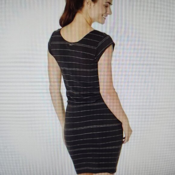 NEW Prana | Black & White Striped Janey Mini Dress with Pockets. Size Large - Picture 2 of 9